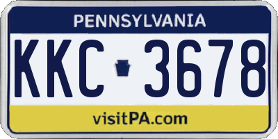 PA license plate KKC3678