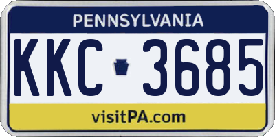 PA license plate KKC3685