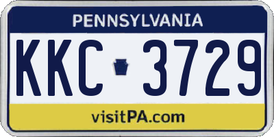 PA license plate KKC3729