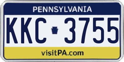 PA license plate KKC3755