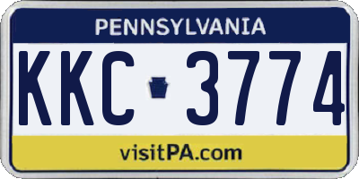 PA license plate KKC3774