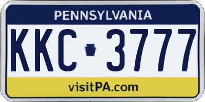PA license plate KKC3777