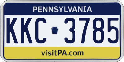 PA license plate KKC3785
