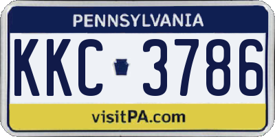 PA license plate KKC3786