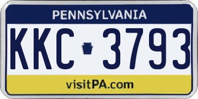 PA license plate KKC3793