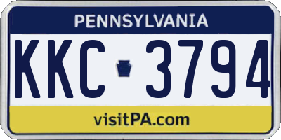 PA license plate KKC3794