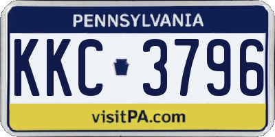 PA license plate KKC3796