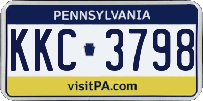 PA license plate KKC3798