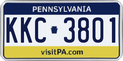 PA license plate KKC3801