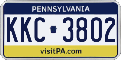 PA license plate KKC3802