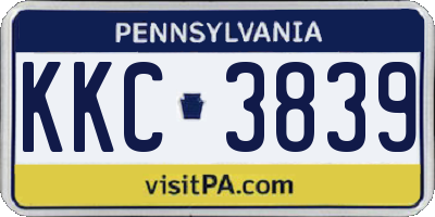 PA license plate KKC3839