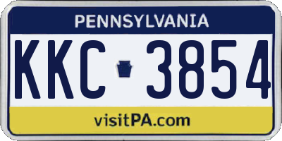 PA license plate KKC3854