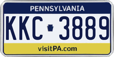 PA license plate KKC3889
