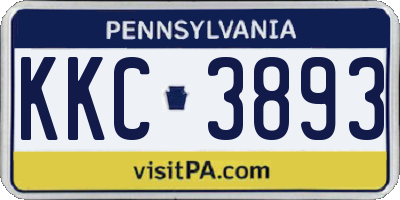 PA license plate KKC3893