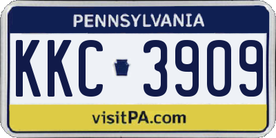 PA license plate KKC3909