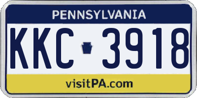 PA license plate KKC3918