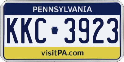 PA license plate KKC3923