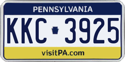 PA license plate KKC3925