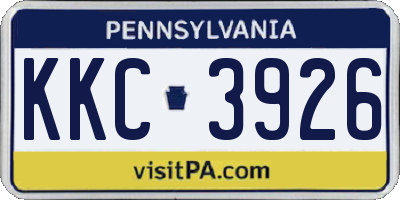 PA license plate KKC3926