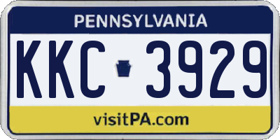 PA license plate KKC3929