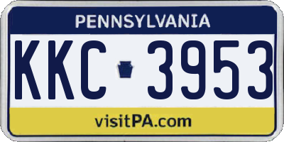 PA license plate KKC3953