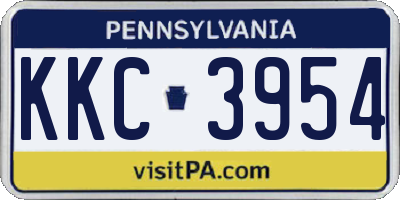 PA license plate KKC3954