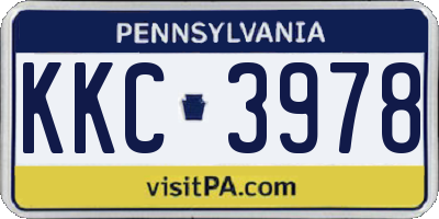 PA license plate KKC3978