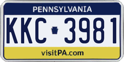 PA license plate KKC3981