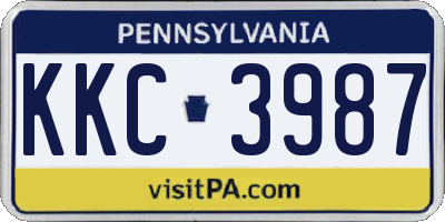 PA license plate KKC3987