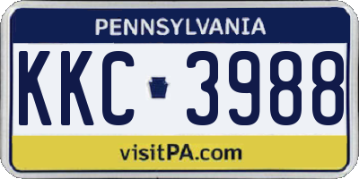 PA license plate KKC3988