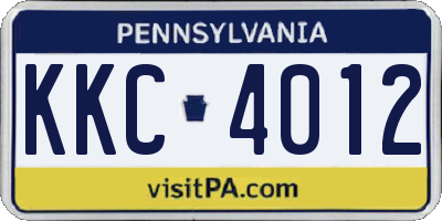 PA license plate KKC4012