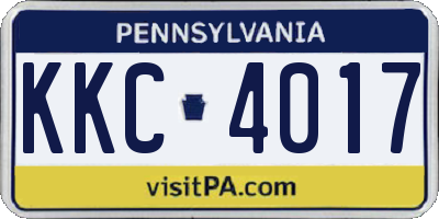 PA license plate KKC4017