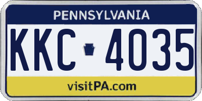 PA license plate KKC4035