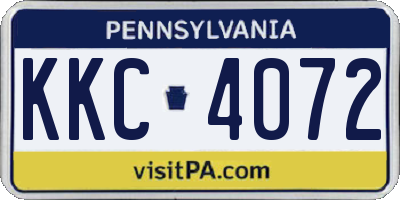 PA license plate KKC4072