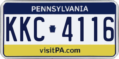 PA license plate KKC4116