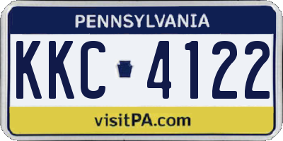 PA license plate KKC4122