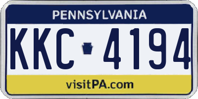PA license plate KKC4194