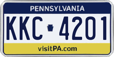 PA license plate KKC4201