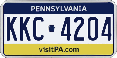 PA license plate KKC4204