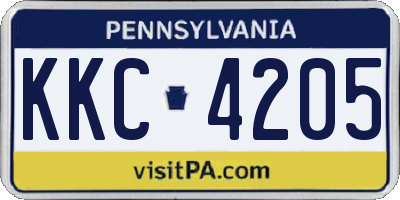 PA license plate KKC4205