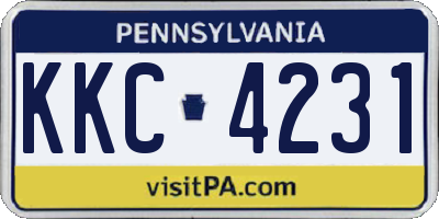 PA license plate KKC4231