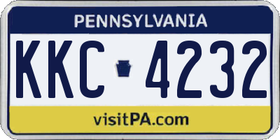 PA license plate KKC4232