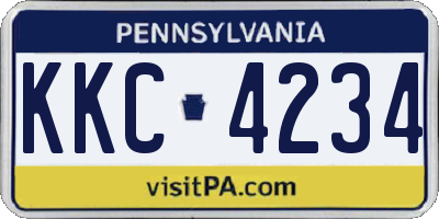 PA license plate KKC4234
