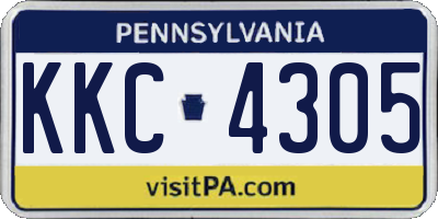 PA license plate KKC4305