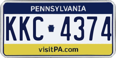 PA license plate KKC4374