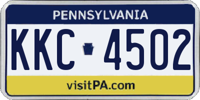 PA license plate KKC4502