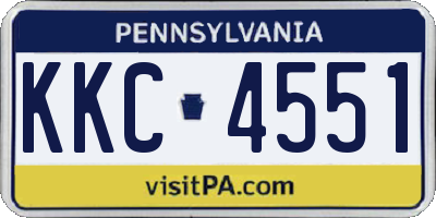 PA license plate KKC4551