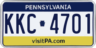 PA license plate KKC4701