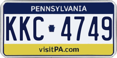 PA license plate KKC4749