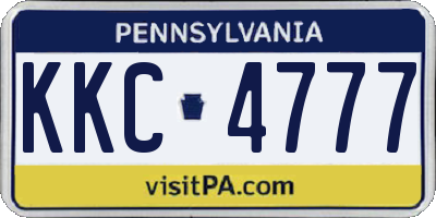 PA license plate KKC4777